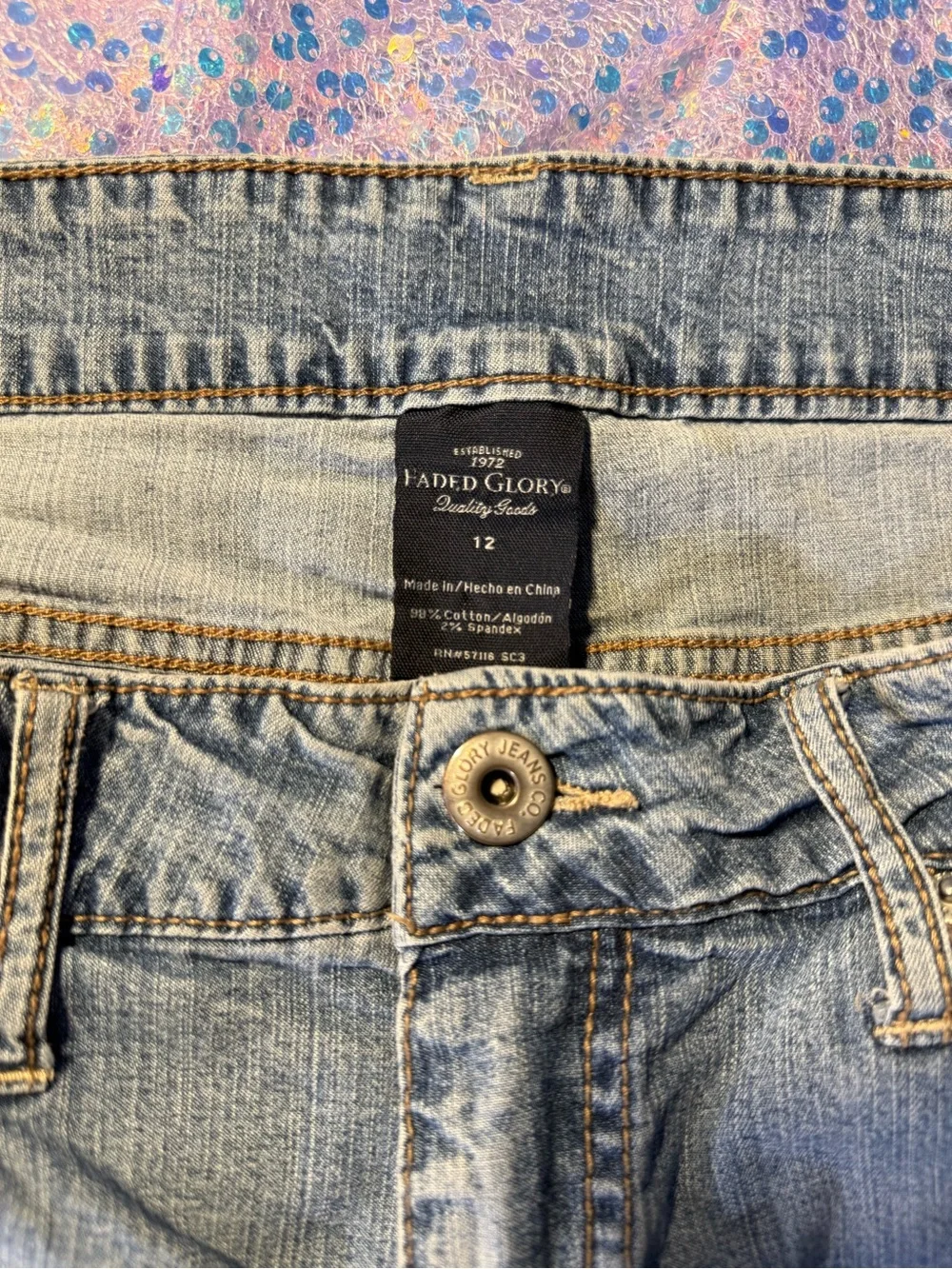 Faded Glory Women's Washed Blue Denim Shorts